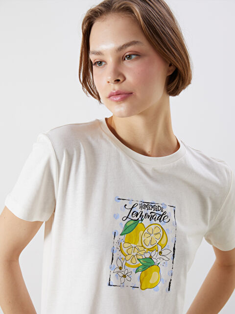 XSIDE Bisiklet Yaka Baskılı Kadın Tişört - S5OU77Z8-YMU