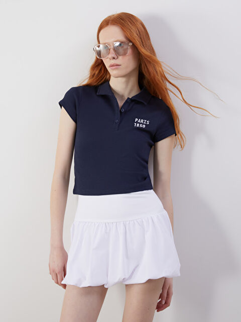 XSIDE Polo Yaka New York Nakışlı Kadın Tişört - S5OU80Z8-YKF