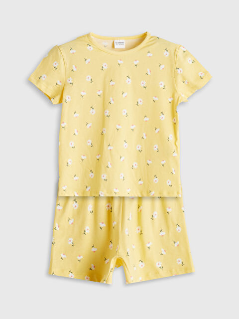 LCW Kids Baskılı Kız Çocuk Şortlu Pijama Takımı - S5OV14Z1-LUG