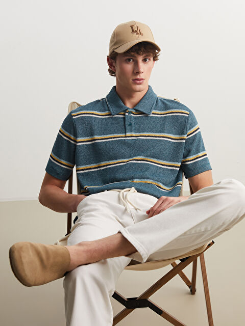 XSIDE Polo Yaka Çizgili Erkek Tişört - S5OV52Z8-YVC