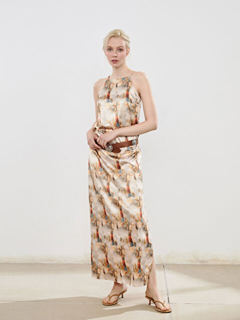 Soulife Halter Yaka Desenli Askılı Elbise - S5OV66Z8-LQB