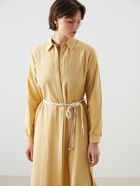 LCWAIKIKI Classic Beli Kuşaklı Gömlek Elbise - S5OV69Z8-ZVF