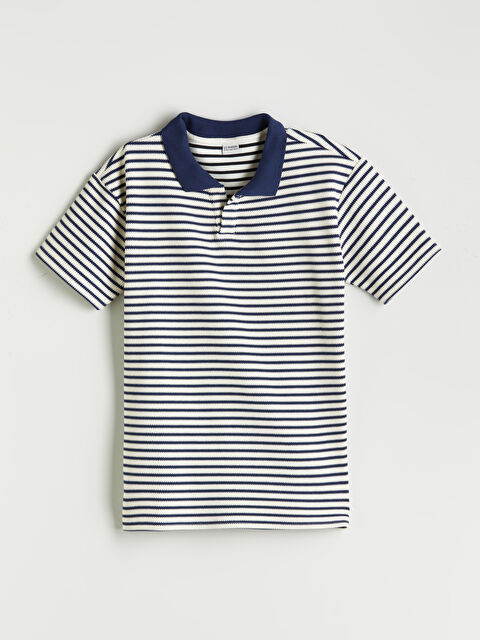 LCW Kids Polo Yaka Çizgili Erkek Çocuk Tişört - S5OV72Z4-LGS