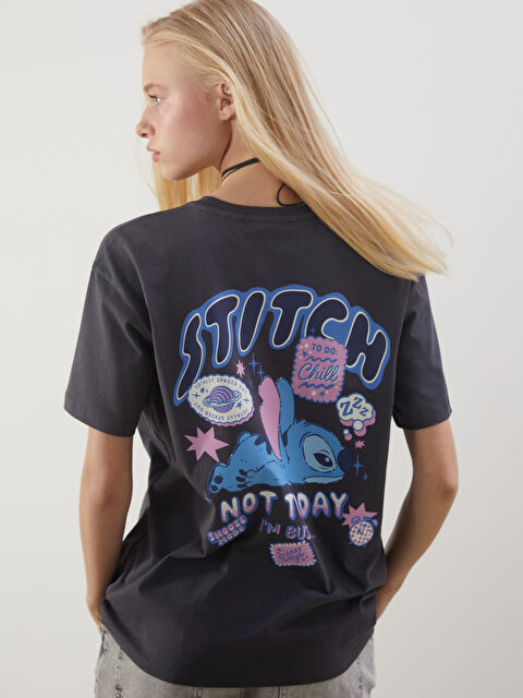 XSIDE Bisiklet Yaka Stitch Baskılı Kadın Tişört - S5OY16Z8-VDL