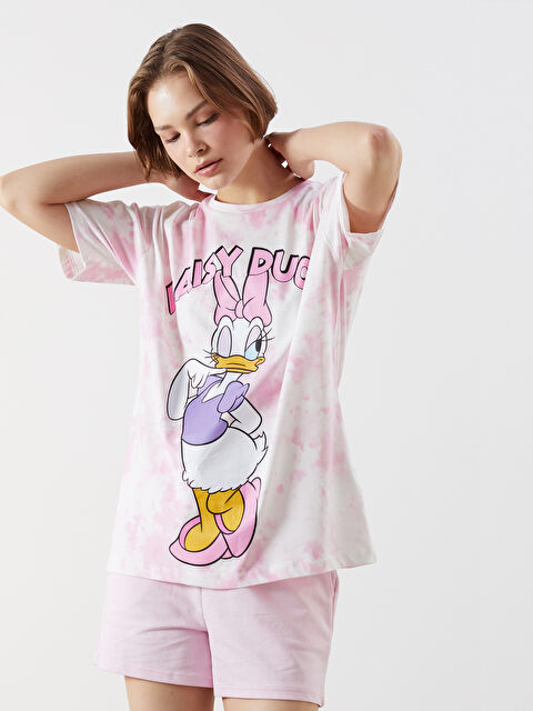 XSIDE Bisiklet Yaka Daisy Duck Baskılı Kadın Tişört - S5OY20Z8-YBN