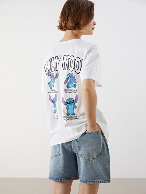 XSIDE Bisiklet Yaka Lilo & Stitch Baskılı Kadın Tişört - S5OY38Z8-R9J