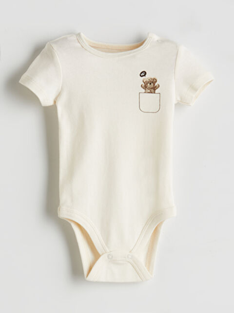 LCW baby Baskılı Pamuklu Erkek Bebek Çıtçıtlı Bodysuit - S5OY51Z1-FDU