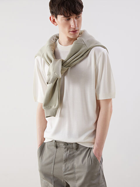 XSIDE Bisiklet Yaka Kısa Kollu Erkek Triko Kazak - S5OY64Z8-R9J