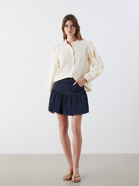 LCW Vision Standart Fit Fırfırlı Mini Jean Etek - S5OY88Z8-309