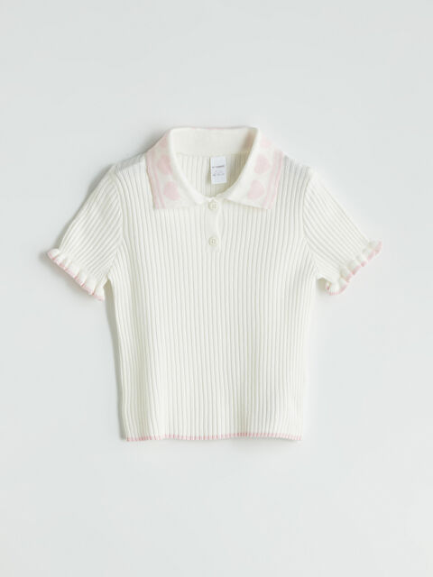 LCW Kids Polo Yaka Kalpli Bakılı Kız Çocuk Kazak - S5OY97Z1-FES