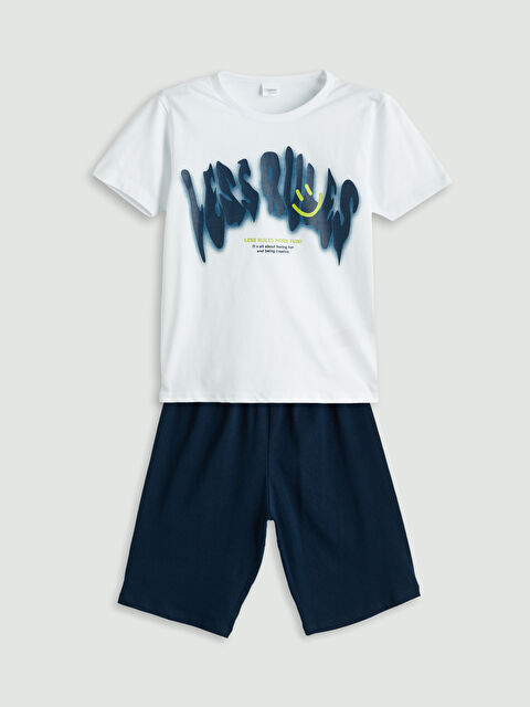 LCW Kids Bisiklet Yaka Erkek Çocuk Şortlu Pijama Takımı - S5P011Z4-Q6K