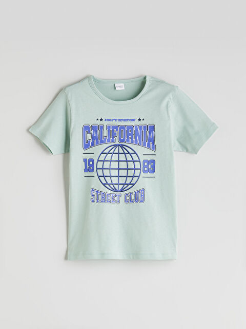 LCW Kids Bisiklet Yaka California Baskılı Erkek Çocuk Pijama Üst