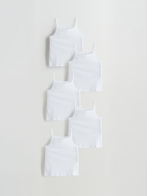 LCW Kids Kare Yaka Kız Çocuk Atlet 5'li - S5P055Z4-Q6K