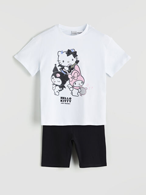 LCW Kids Bisiklet Yaka Hello Kitty Baskılı Kız Çocuk Tişört ve Tayt - S5P058Z4-Q6K