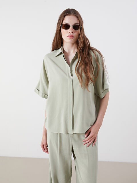 XSIDE Oversize Keten Karışımlı Kadın Gömlek - S5P117Z8-DAM