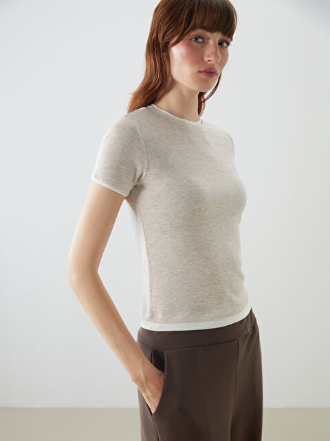 LCW Vision Bisiklet Yaka Kadın Tişört - S5P118Z8-L8Q