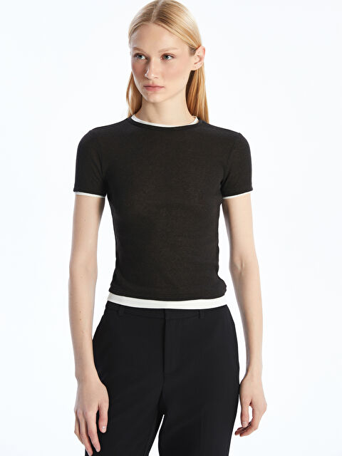 LCW Vision Bisiklet Yaka Kadın Tişört