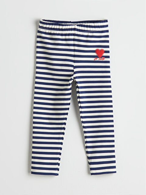 LCW Kids Beli Lastikli Kalp Baskılı Kız Çocuk Tayt