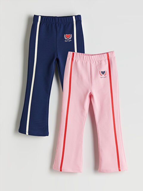 LCW Kids Beli Lastikli Baskılı Kız Çocuk Tayt Pantolon 2'li - S5P141Z1-GA5