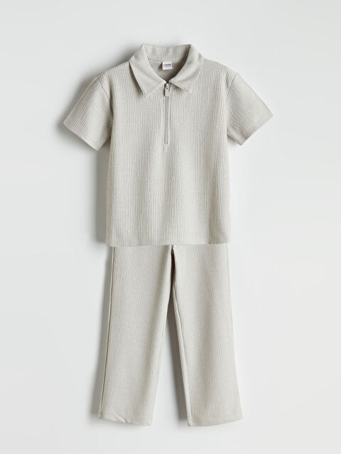 LCW Kids Polo Yaka Dokulu Kız Çocuk Tişört ve Pantolon - S5P144Z4-G6V