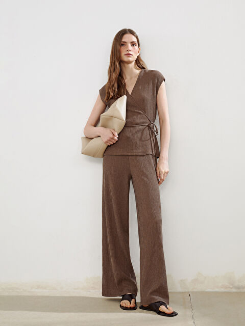 LCW Vision Beli Lastikli Dokulu Kadın Pantolon - S5P157Z8-D2N