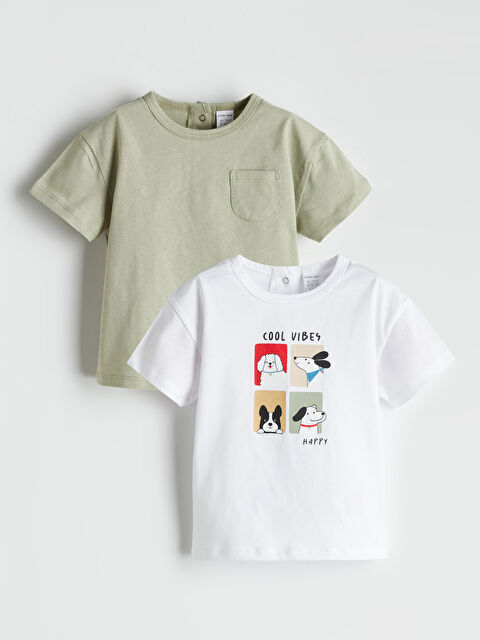 LCW baby Bisiklet Yaka Baskılı Erkek Bebek Tişört 2'li - S5P186Z1-R9J