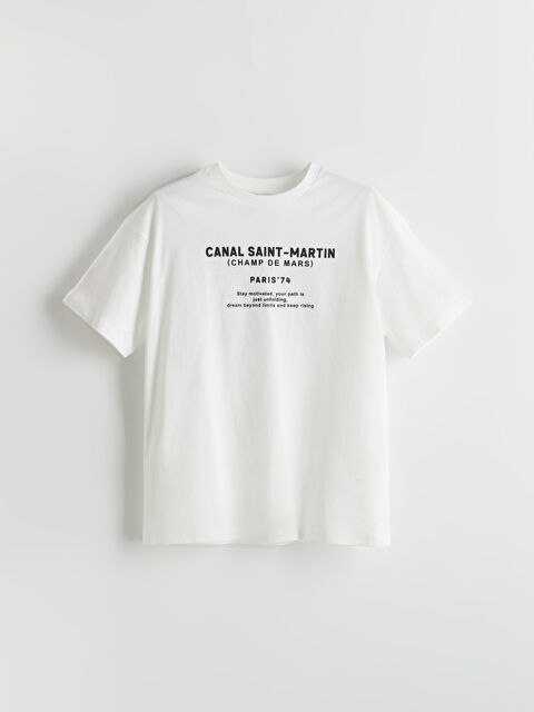 LCW Kids Bisiklet Yaka Paris Baskılı Kız Çocuk Tişört - S5P198Z4-FDJ