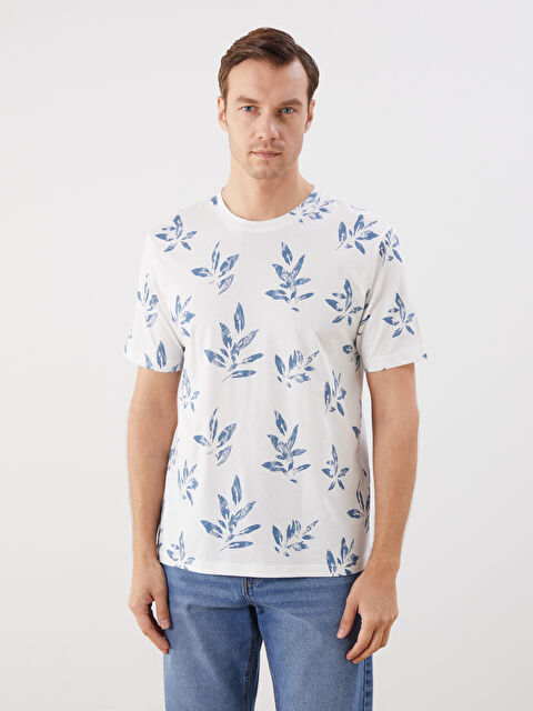 LCWAIKIKI Classic Bisiklet Yaka Baskılı Penye Erkek Tişört - S5P204Z8-R9J