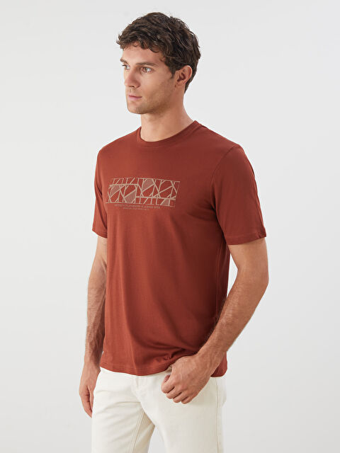 LCWAIKIKI Classic Bisiklet Yaka Baskılı Penye Erkek Tişört - S5P206Z8-RXL