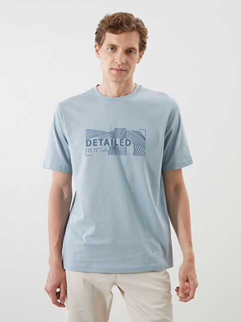 LCWAIKIKI Classic Bisiklet Yaka Baskılı Penye Erkek Tişört - S5P207Z8-YEJ