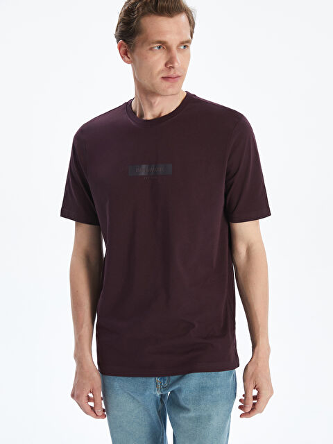 LCWAIKIKI Classic Bisiklet Yaka Baskılı Penye Erkek Tişört - S5P209Z8-YHP