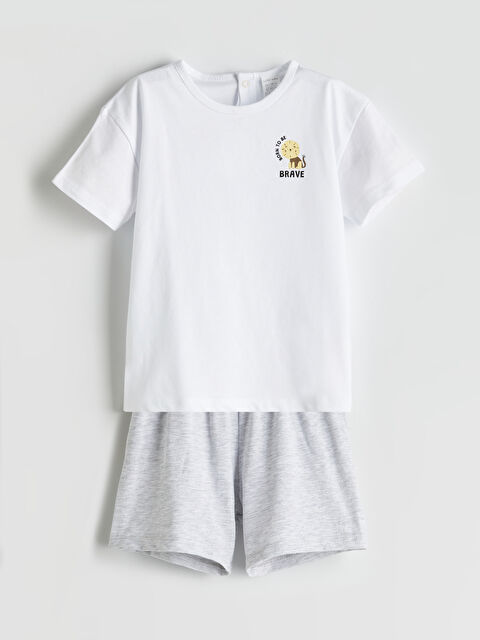 LCW baby Baskılı Erkek Bebek Tişört ve Şort 2'li - S5P216Z1-847