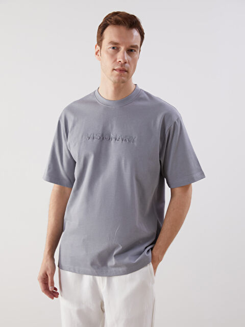 LCW Vision Bisiklet Yaka Baskılı Penye Erkek Tişört - S5P219Z8-GSE