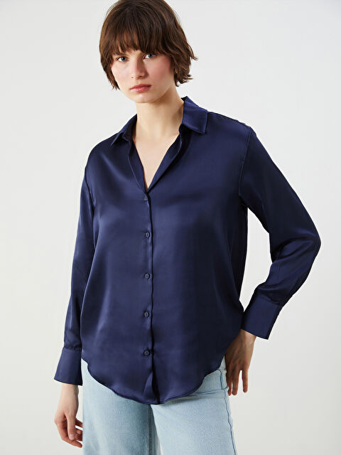 LCWAIKIKI Classic Oversize Saten Kadın Gömlek - S5P235Z8-E1J