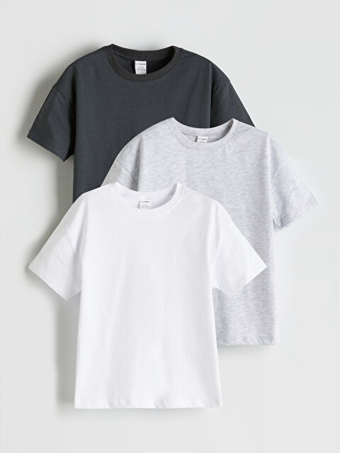 LCW Kids Bisiklet Yaka Erkek Çocuk Tişört 3'lü - S5P260Z1-R4W