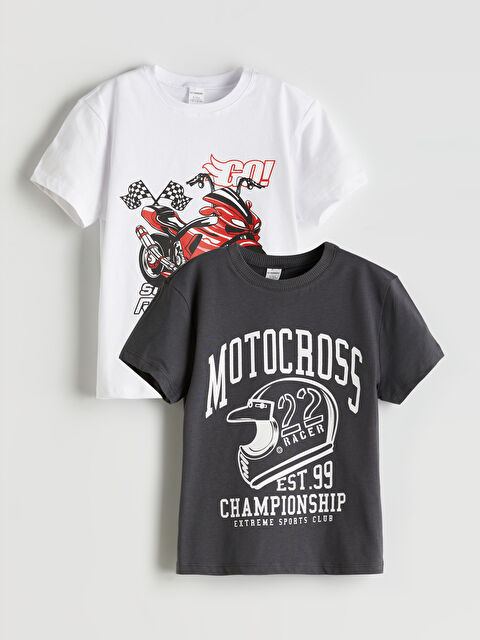 LCW Kids Bisiklet Yaka Baskılı Pamuklu Erkek Çocuk Tişört - S5P271Z1-Q6K