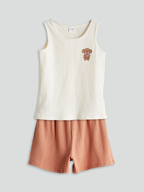 LCW Kids Bisiklet Yaka Kız Çocuk Şortlu Pijama Takımı - S5P277Z4-FDU