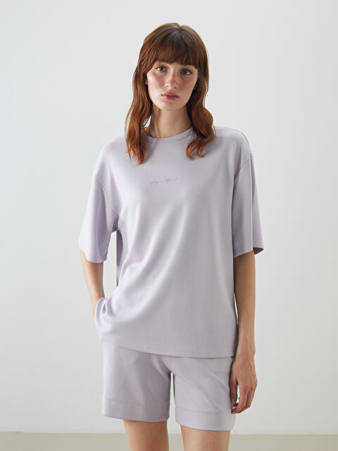 LCW Vision Bisiklet Yaka Oversize Kadın Tişört - S5P280Z8-G8T