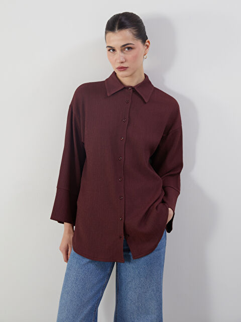 LCW Modest Dokulu Oversize Kadın Gömlek Tunik - S5P289Z8-DMT