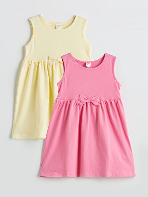 LCW Kids Kurdele Detaylı Kız Çocuk Penye Elbise 2'li - S5P332Z1-FNL