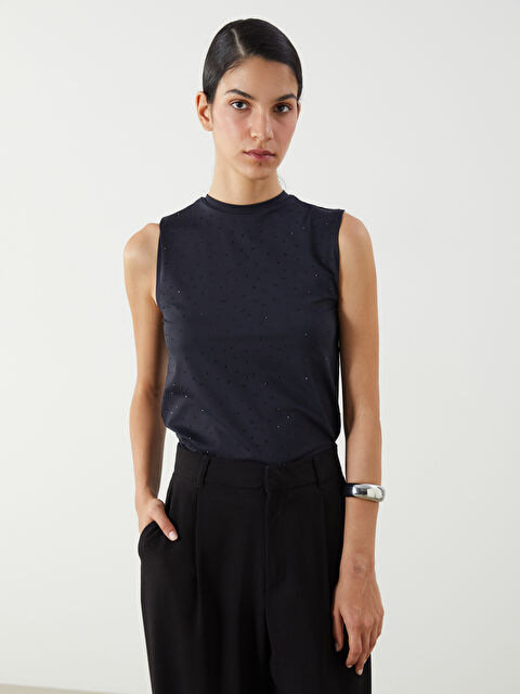 LCW Modest Dik Yaka Taşlı Kadın Atlet - S5P358Z8-CVL