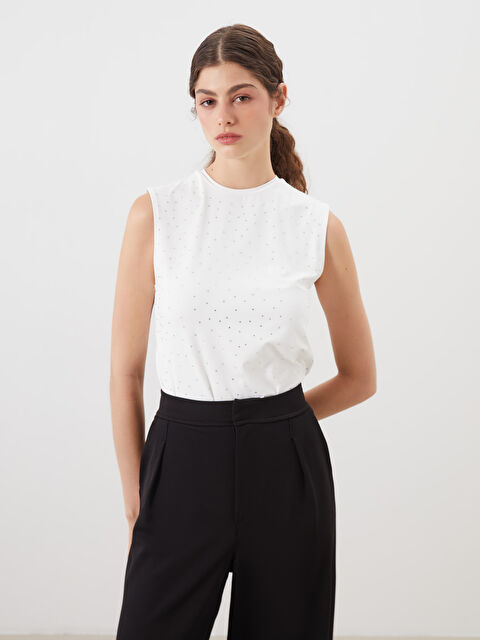 LCW Modest Dik Yaka Taşlı Kadın Atlet - S5P358Z8-R9J