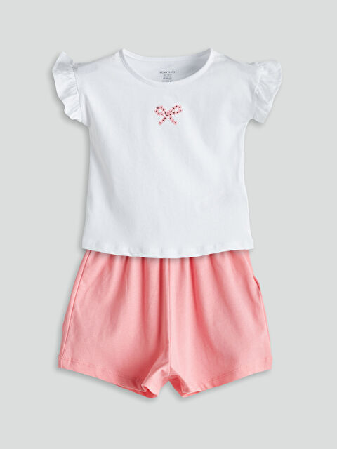 LCW baby Kurdele Detaylı Kız Bebek Bluz ve Şort 2'li - S5P384Z1-FDU