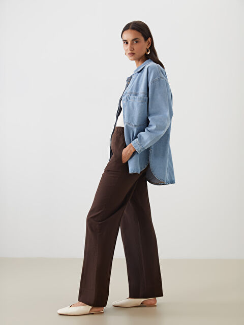 LCW Modest Beli Lastikli Keten Karışımlı Kadın Pantolon - S5P405Z8-D2M