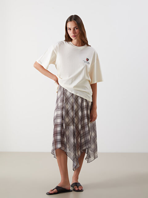 LCW Vision Beli Fermuarlı Ekose A Kesim Etek - S5P493Z8-LQB