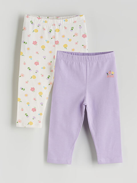 LCW Kids Beli Lastikli Baskılı Kız Çocuk 3/4 Boy Tayt 2'li - S5P525Z1-G0W