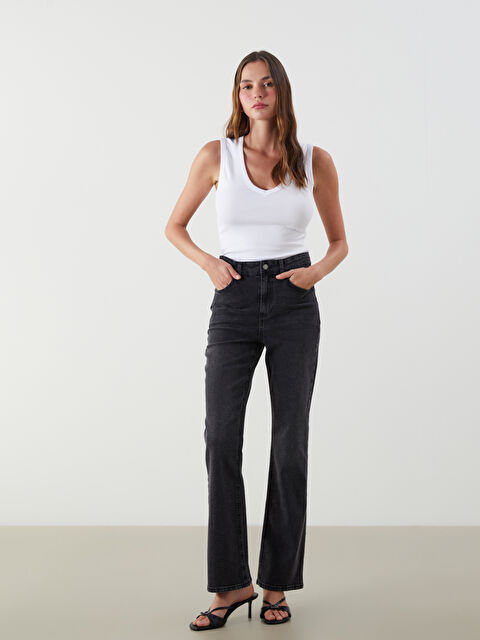 LCW Jeans Dar Fit Flare Kadın Jean Pantolon - S5P568Z8-GRD