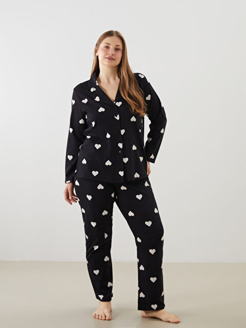 LCW DREAM Büyük Beden Kalp Baskılı Kadın Pijama Takımı - S5P660Z8-LQJ