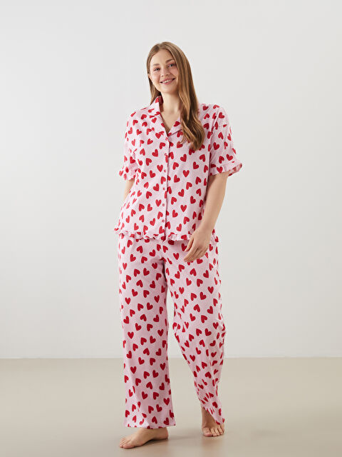 LCW DREAM Büyük Beden Kalp Baskılı Kadın Pijama Takımı - S5P668Z8-LT9