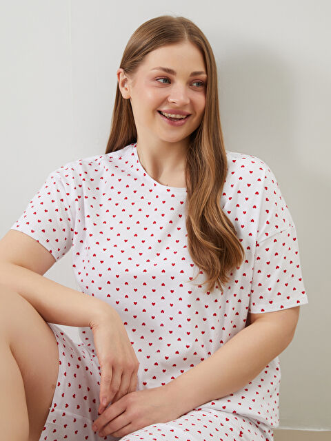 LCW DREAM Büyük Beden Kalp Baskılı Kadın Şortlu Pijama Takımı - S5P676Z8-LRA